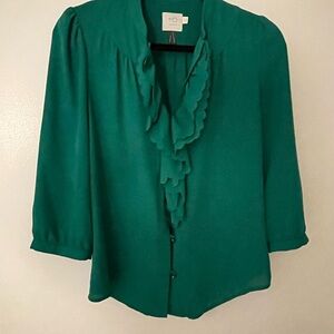HD in Paris Green Ruffled Blouse
